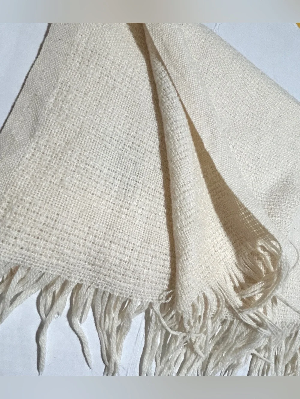 Faribault Cream Wool-Blend Throw Blanket